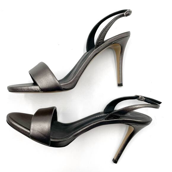 Giuseppe Zanotti Sophie Heels Sandals Pewter Metallic Slingback‎ Sz 38 / 8 - Picture 5 of 10
